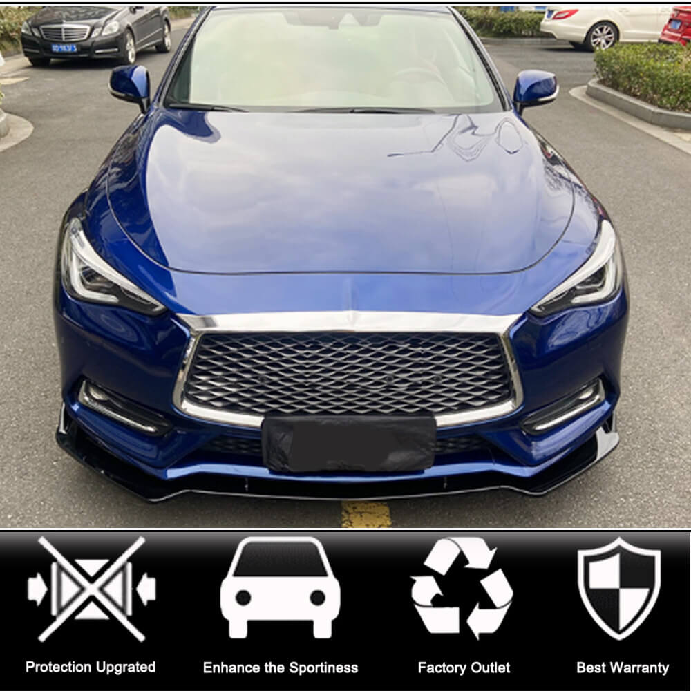 Lip V2 front bumper cover (for Q60 2016-2022, Carbon) for Infiniti Q50/Q60 2013-2024 - image 2