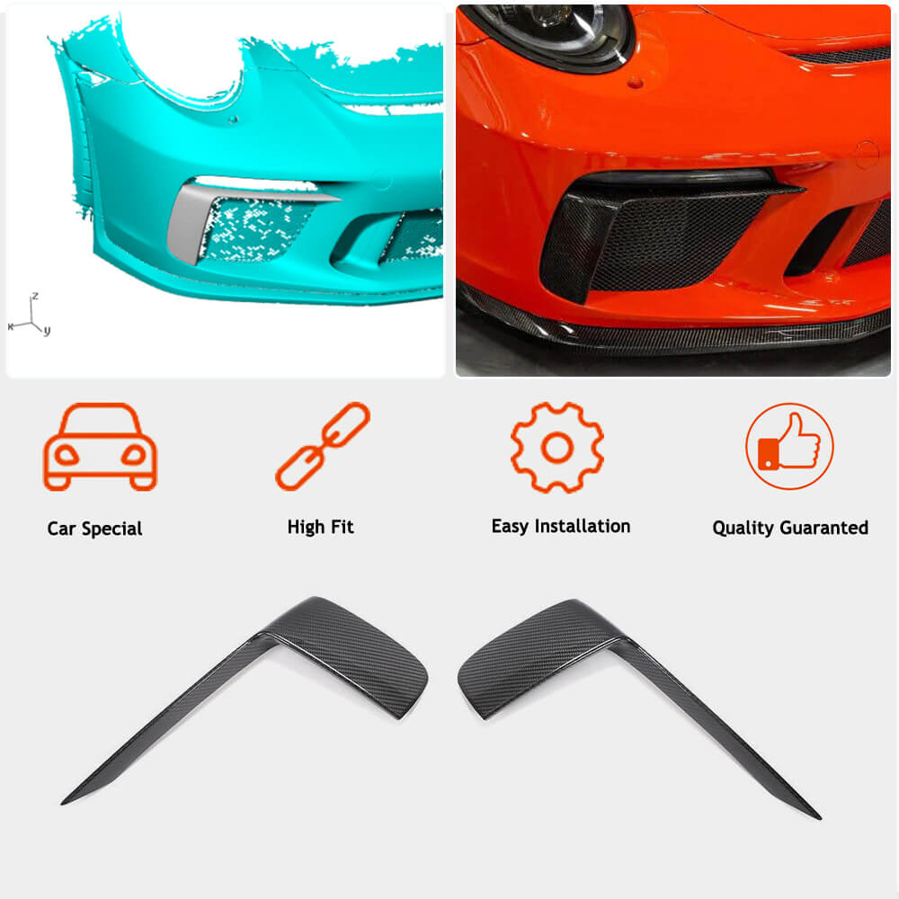Front Bumper Extensions V2 (for GT3 (RS) 2017-2019, Carbon) for Porsche 911 2012-2018 - image 2