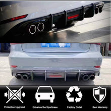 Rear bumper diffuser with LED brake light (for Base Sedan 2017-2020, Carbon) for Audi A3 2012-2020 - image 2