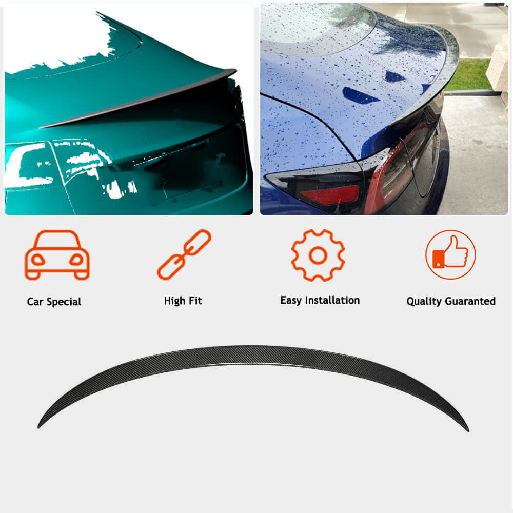 Rear Trunk Spoiler Carbon Fiber V7 (2016-2022) for Tesla Model 3 - image 2