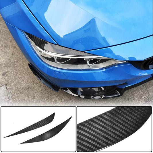 Headlight Eyebrows Lamp Eyelids Dry Carbon Fiber V2 for BMW 3 series F-30/31/34 2012-2019 - image 2