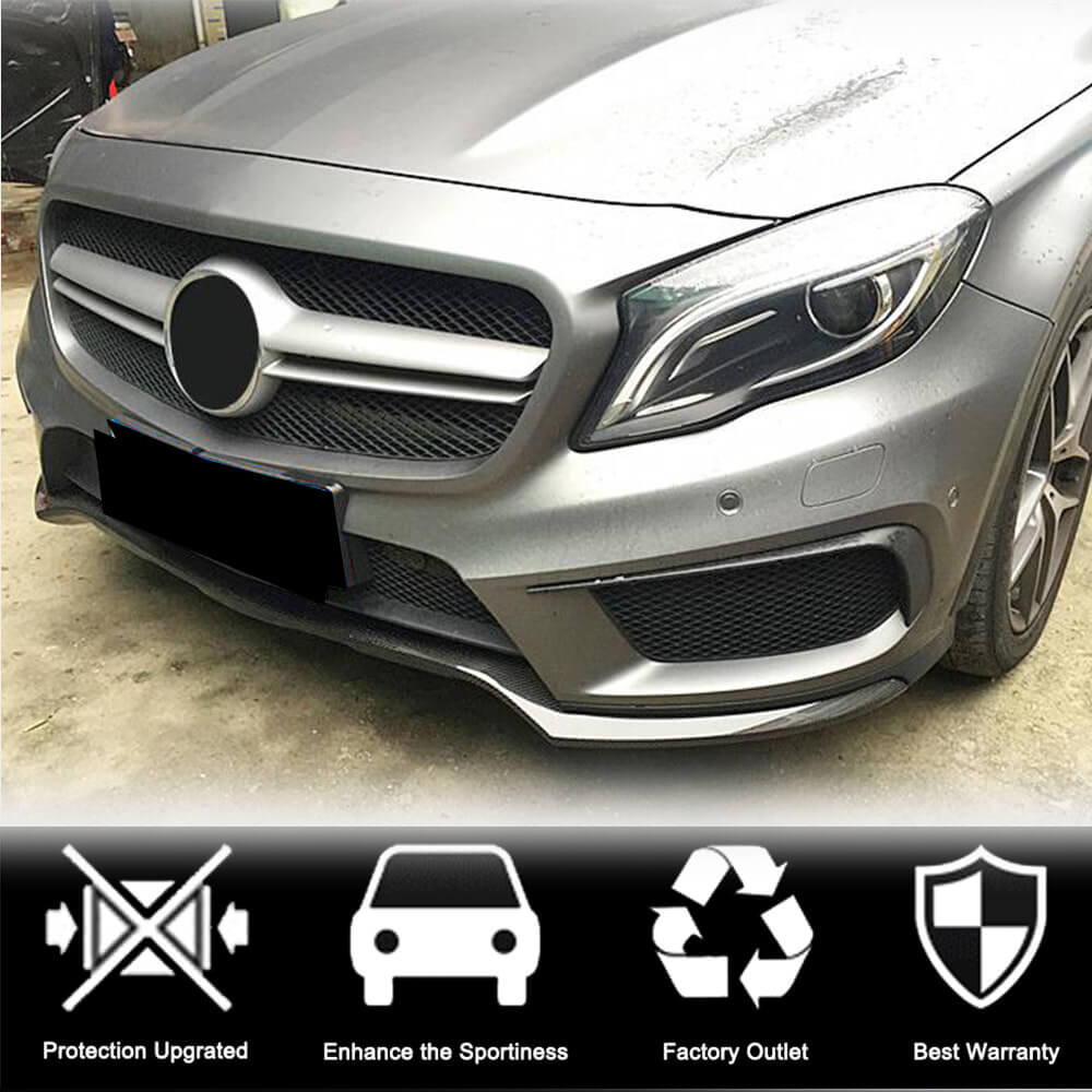 Front Bumper Lip Spoiler (for GLA45 AMG 2013-2016, Carbon) for Mercedes GLA X156 2014-2019 - image 2