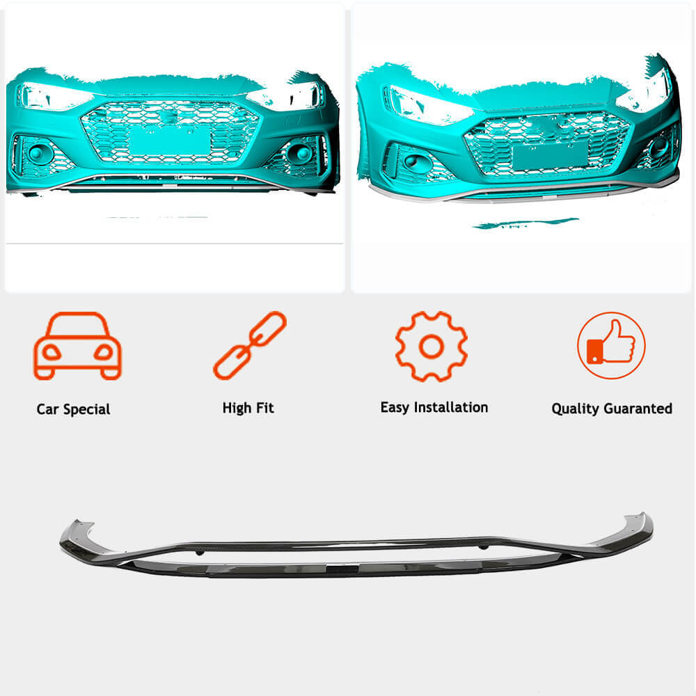 Front Bumper Lip V2 for RS4 Avant 2019-2021 Carbon for Audi A4 B9 2015-2024 - image 2