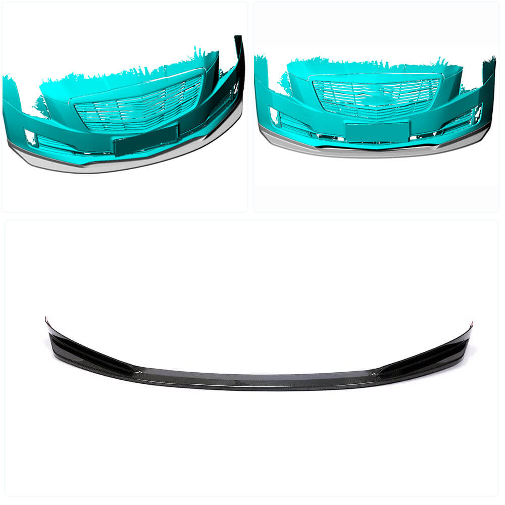 Front Bumper Lip Spoiler (for Base 2015-2017, Carbon) for Cadillac ATS 2012-2019 - image 2