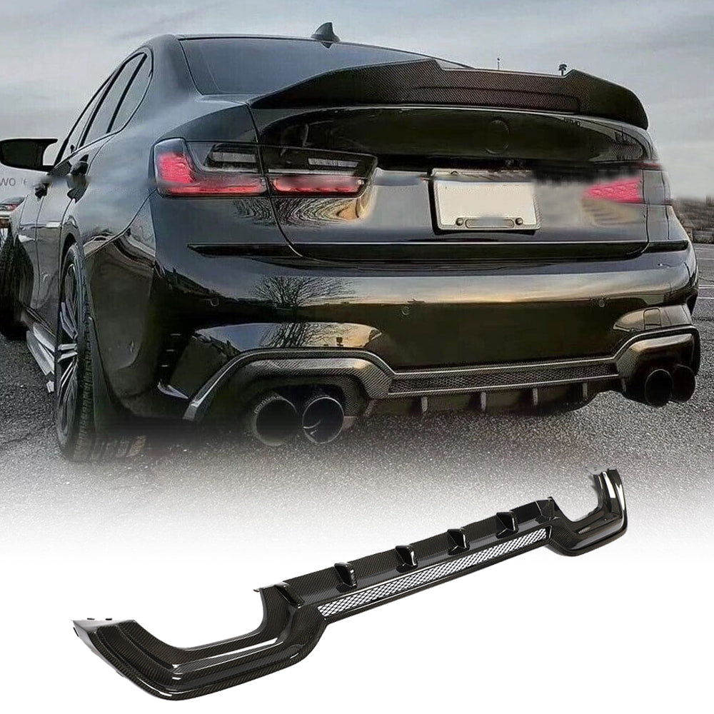 Rear Bumper Diffuser Carbon Fiber V2 (2019-2021, M-Sport) for BMW 3 series G20/21 2018- - image 2