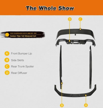 Body Kit Carbon FullSet (for R EU HB 2019-2024, Carbon) for Volkswagen Golf 8 - image 2