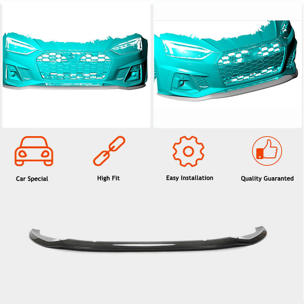 Front Bumper Lip V3 (for S-Line 2021-2025, Carbon) for Audi A5 2016-2025 - image 2