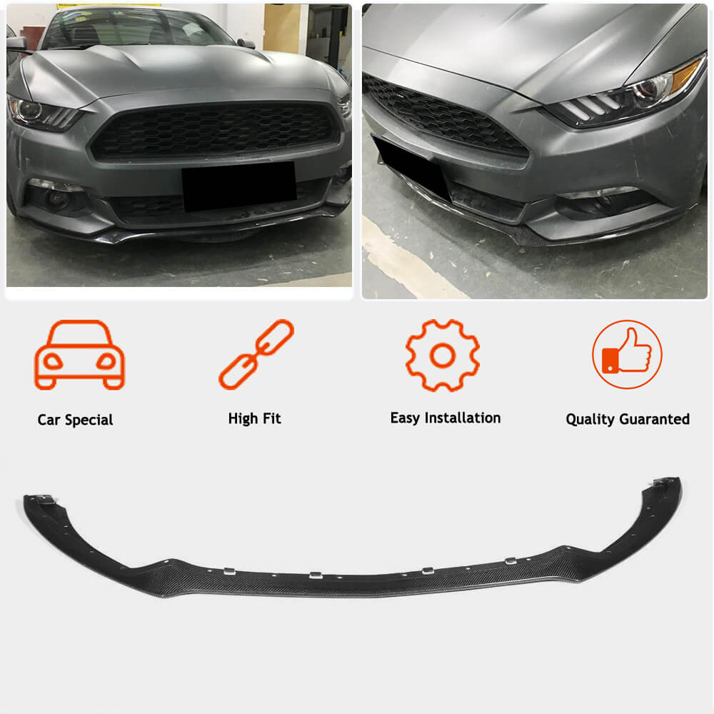 Front Bumper Lip (2015-2017, Carbon) for Ford Mustang 2015-2023 - image 2