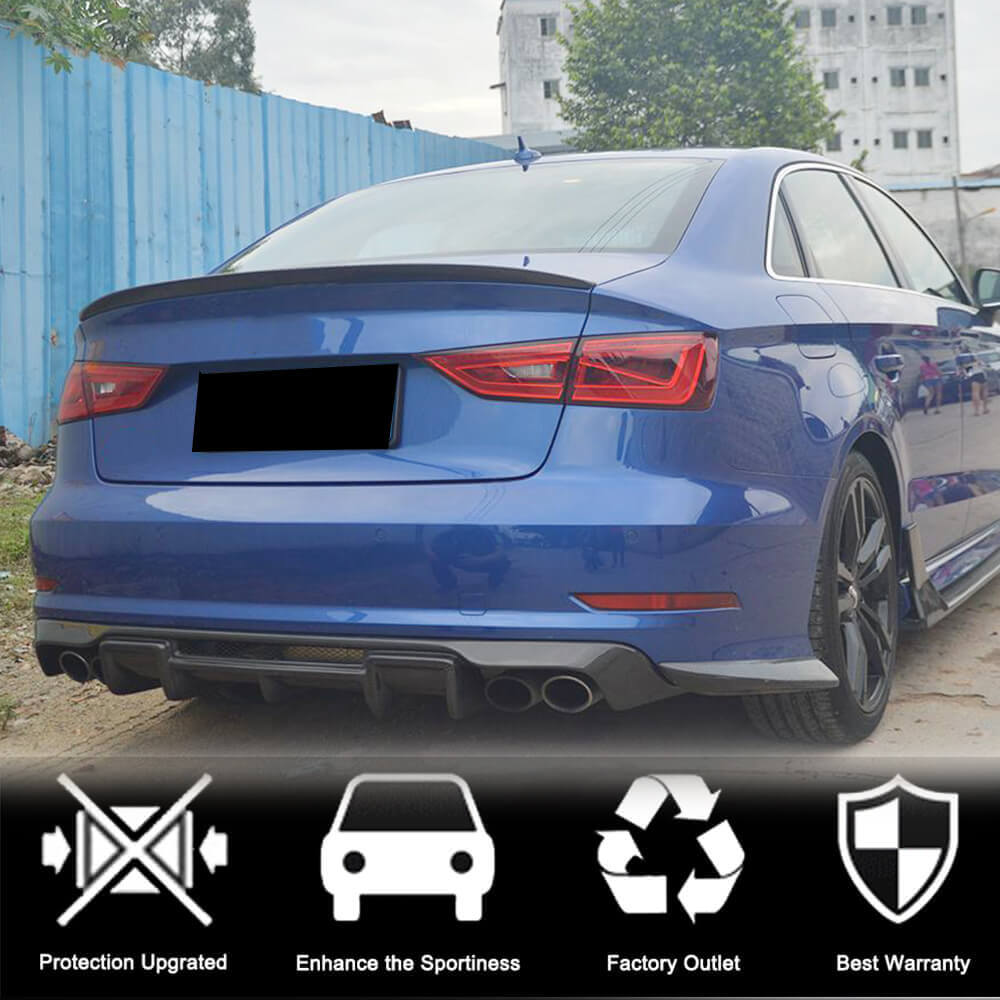 Rear Bumper Diffuser V1 for S-Line SD 2012-2016, Carbon for Audi A3 2012-2020 - image 2