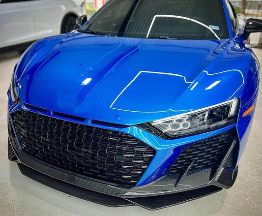 Front Bumper Lip V1 Overlay (Carbon) for Audi R8 2015- - image 2