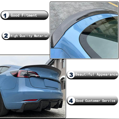 Rear Trunk Spoiler Dry Carbon Fiber v9 (2020-2023) for Tesla Model Y - image 2