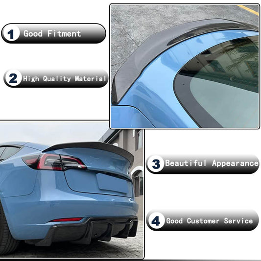Rear Trunk Spoiler Dry Carbon Fiber v9 (2020-2023) for Tesla Model Y - image 2