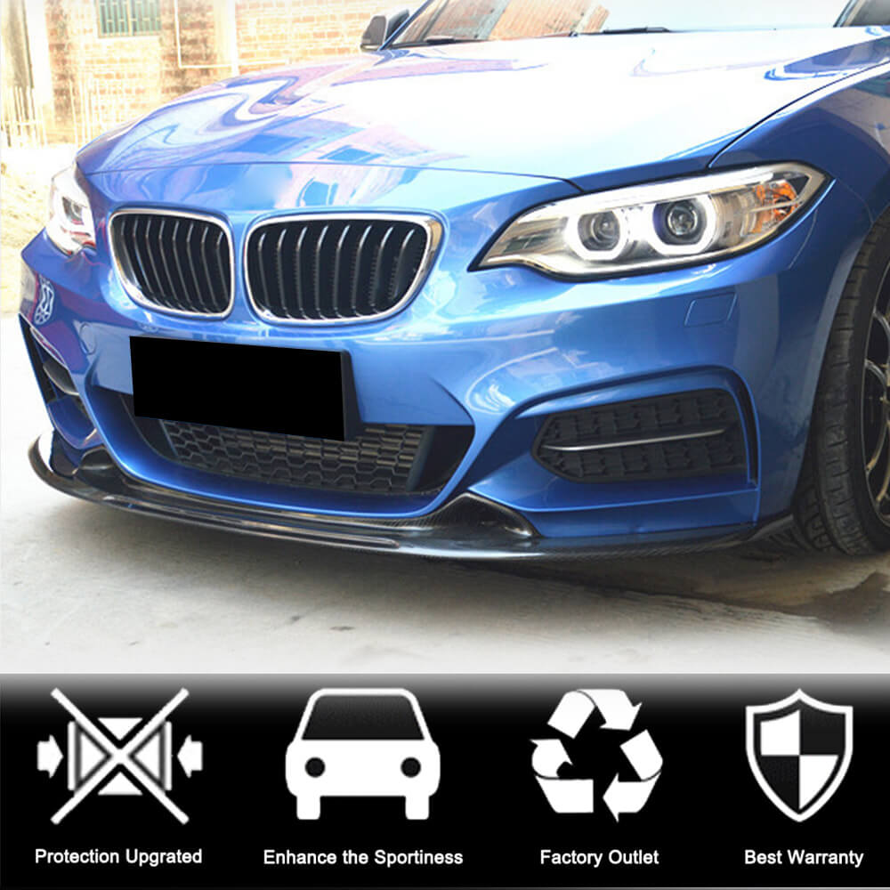 Front Bumper Lip V1 for F22/F23 M-Sport, Carbon for BMW 2 Series F22/23 2014-2021 - image 2