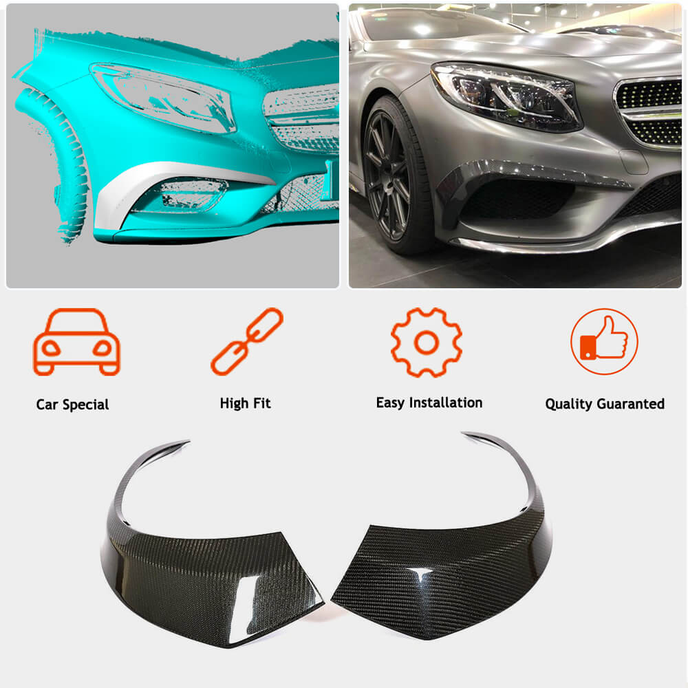 Front bumper inserts (for AMG-Line 2015-2018, Carbon) for Mercedes S-class C217 Coupe 2014-2020 - image 2