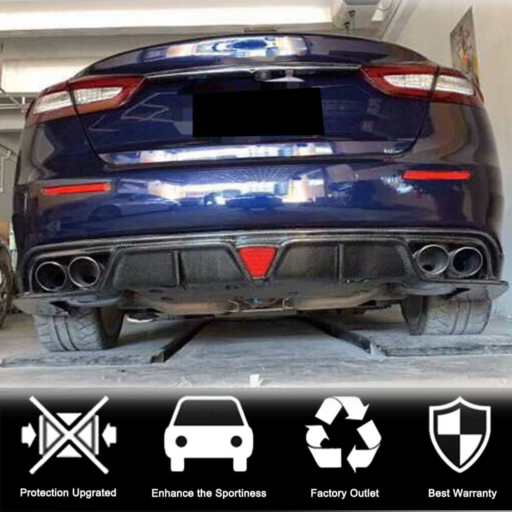 Rear Bumper Diffuser V1 for S/S Q4 2017-2020 Carbon for Maserati Quattroporte 2013-2023 - image 2