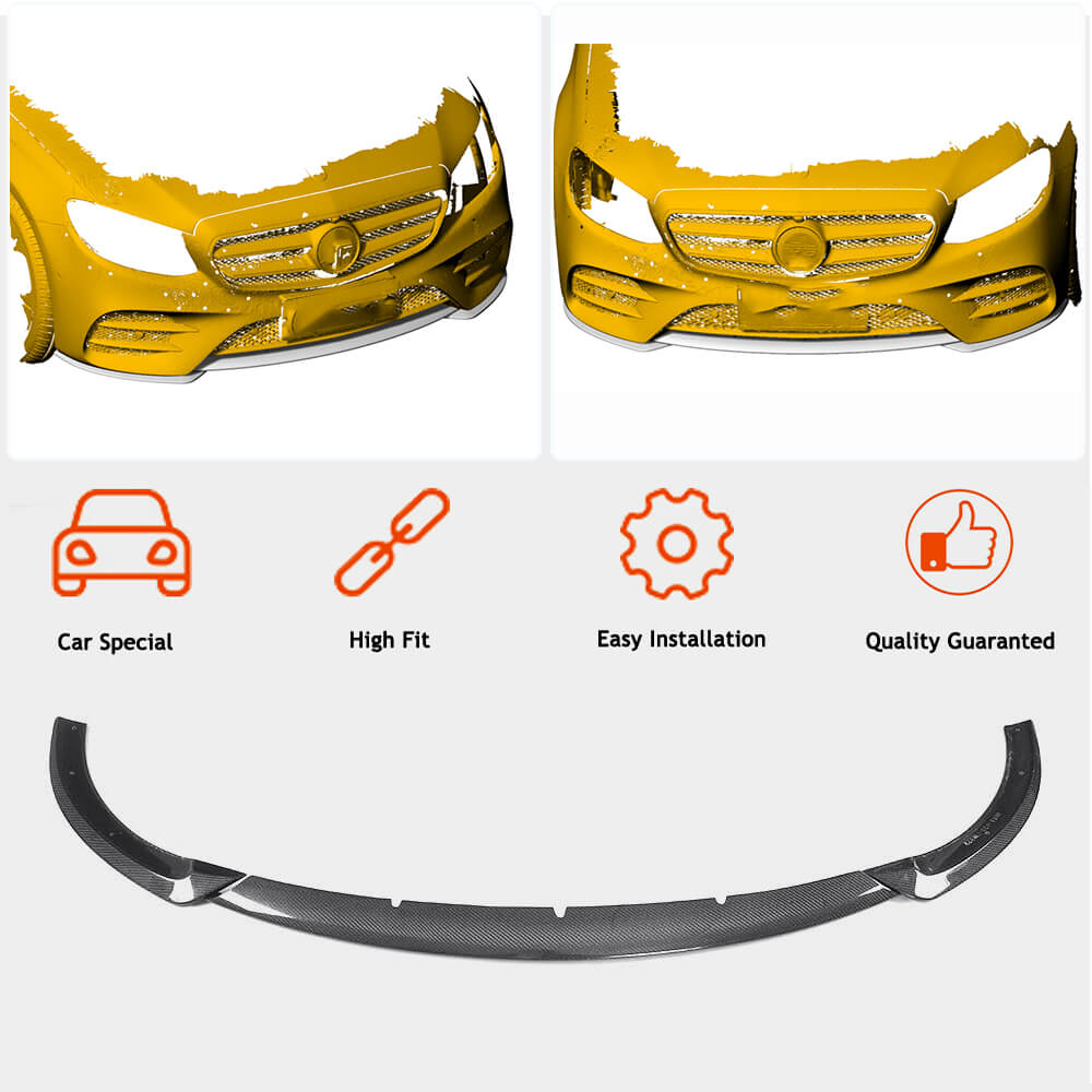 Front Bumper Lip V2 for AMG-Line / E43 AMG 2016-2019, Carbon for Mercedes E-сlass W213 2016-2023 - image 2
