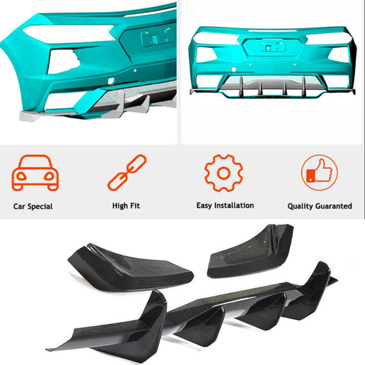 Rear bumper diffuser (2019-2022, Carbon) for Chevrolet Corvette C8 2019- - image 2
