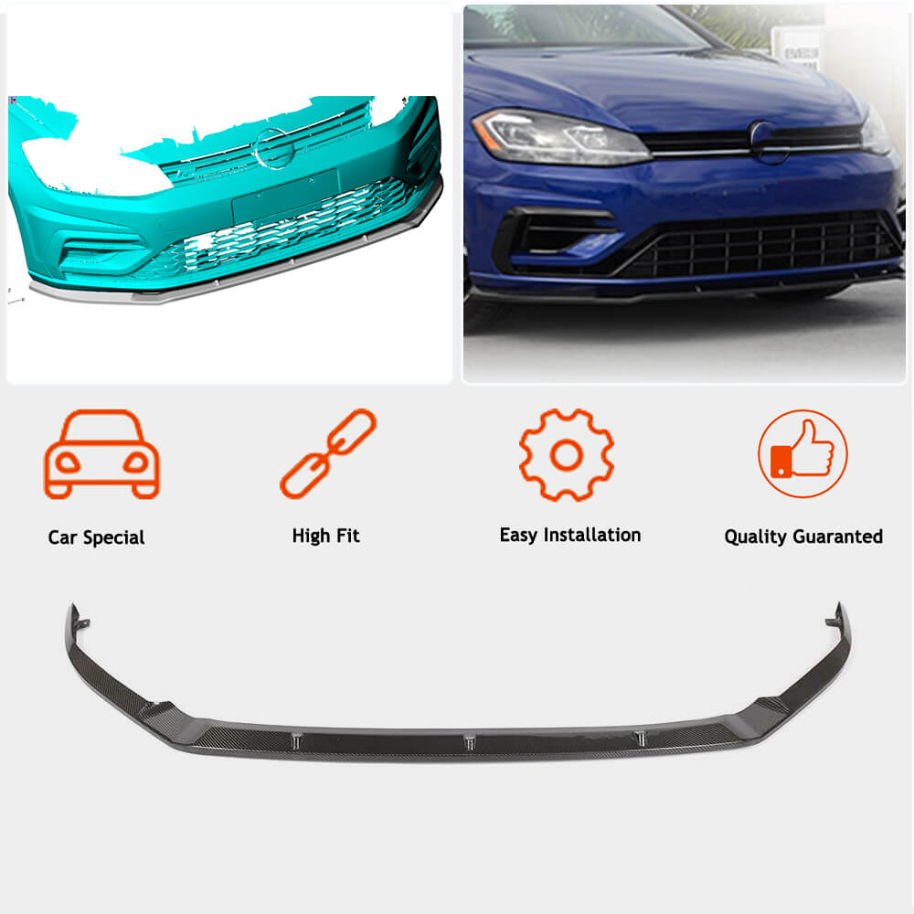 Lip V1 front bumper cover (for R/R-Line 2017-2020, Carbon) for Volkswagen Golf 7/E-Golf - image 2