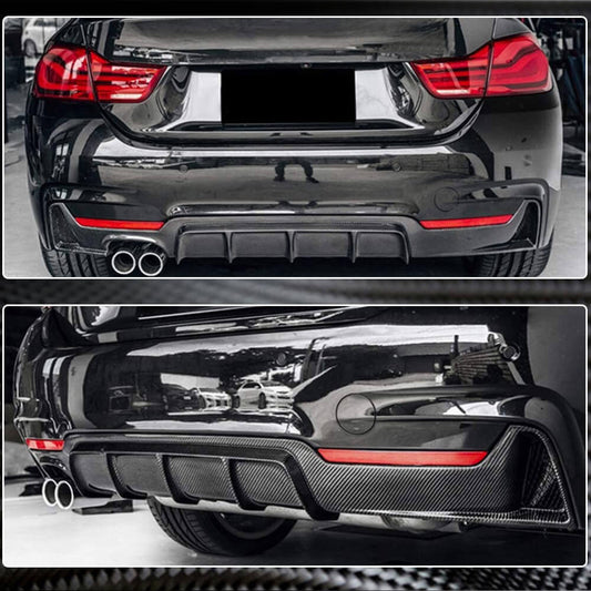 Rear Bumper Diffuser Carbon Fiber V2 (M-Sport) for BMW 4 series F-32 2012-2020 - image 2