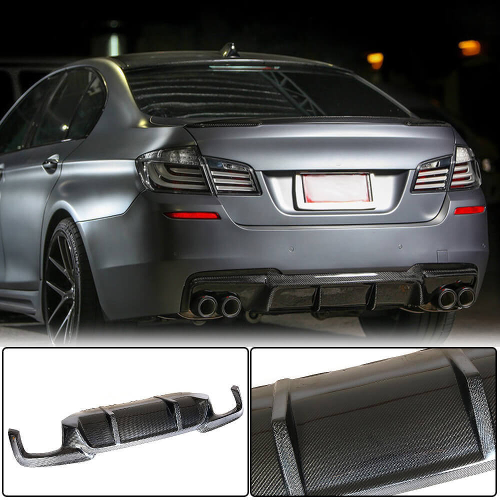 Rear Bumper Diffuser Carbon Fiber V1 (M-Sport) for BMW 5 series F-10/11/07 2010-2016 - image 2