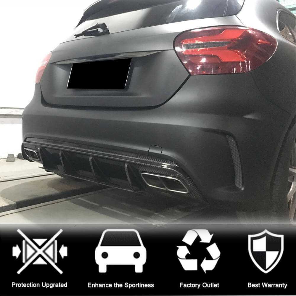 Rear bumper diffuser V1 (for AMG-Line / A45 AMG HB) for Mercedes A-class W176 2012-2018 - image 2