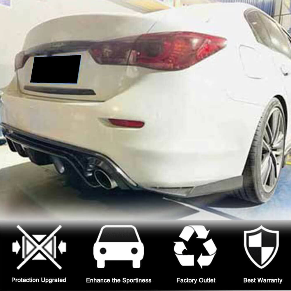 Covers on the rear bumper (for Q50 Base/Sport 2014-2017, Carbon) for Infiniti Q50/Q60 2013-2024 - image 2