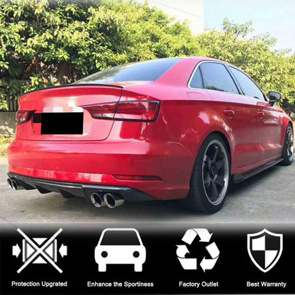 Rear Bumper Diffuser (for Base SD 2017-2020, Carbon) for Audi A3 2012-2020 - image 2