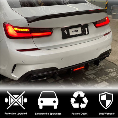 Rear Bumper Diffuser With LED Light Carbon Fiber V6 (2019-2021, M-Sport) for BMW 3 series G20/21 2018- - image 2