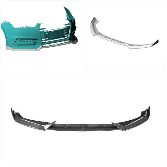 Front Bumper Lip V5 for S-Line SD 2015-2019, Carbon for Audi A4 B9 2015-2024 - image 2