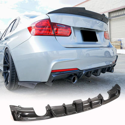 Rear Bumper Diffuser With brake light Carbon Fiber V9 (for M-Sport) for BMW 3 series F-30/31/34 2012-2019 - image 2