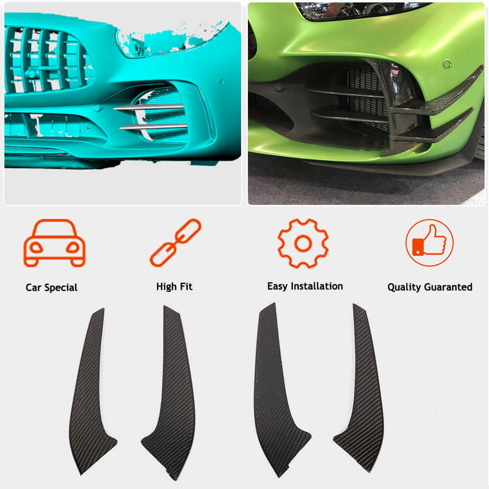 Front bumper extensions V1 (for GT R 2016-2019, Carbon) for Mercedes AMG GT C190/R190 2014-2022 - image 2