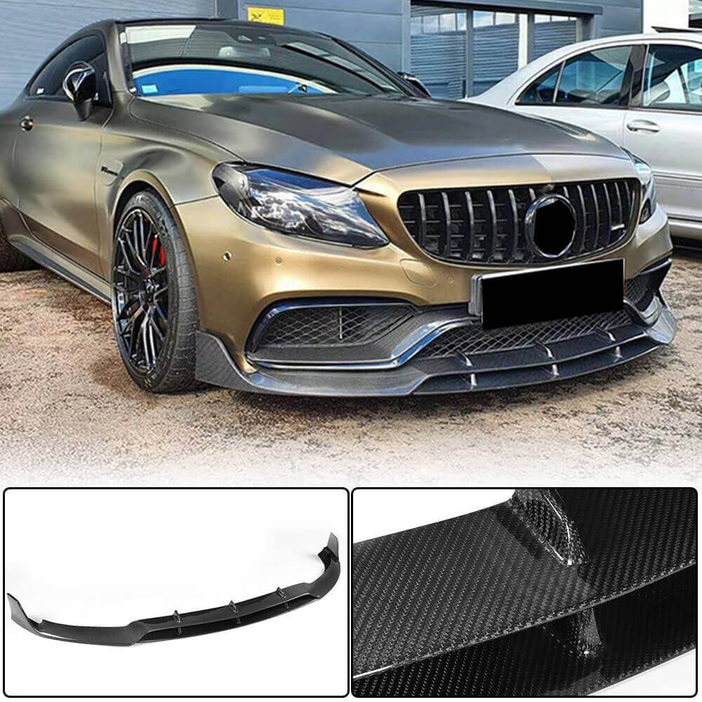 Front Bumper Lip V2 (for Coupe/Cabriolet C63 AMG 2015-2019, Carbon) for Mercedes C-сlass W205 2014-2021 - image 2