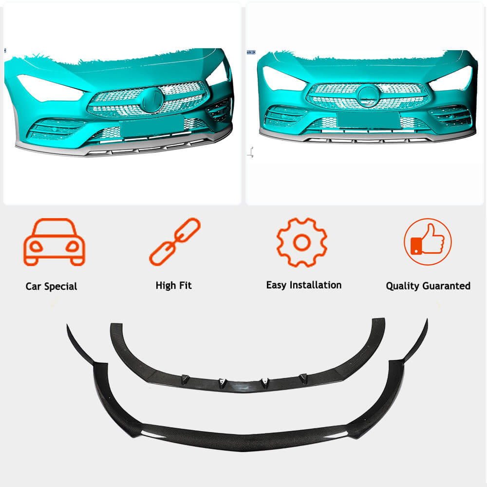 Front Bumper Lip Spoiler (for AMG-Line / CLA35 AMG SD 2019-2022, Carbon) for Mercedes CLA C118 2019- - image 2