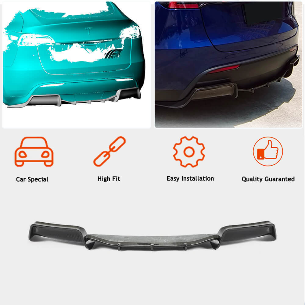Rear Bumper Diffuser Dry Carbon Fiber V1 (2019-2021) for Tesla Model Y - image 2