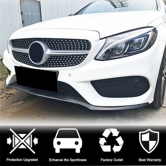 Front Bumper Lip V4 for C43 AMG 2015-2019 Carbon for Mercedes C-сlass W205 2014-2021 - image 2