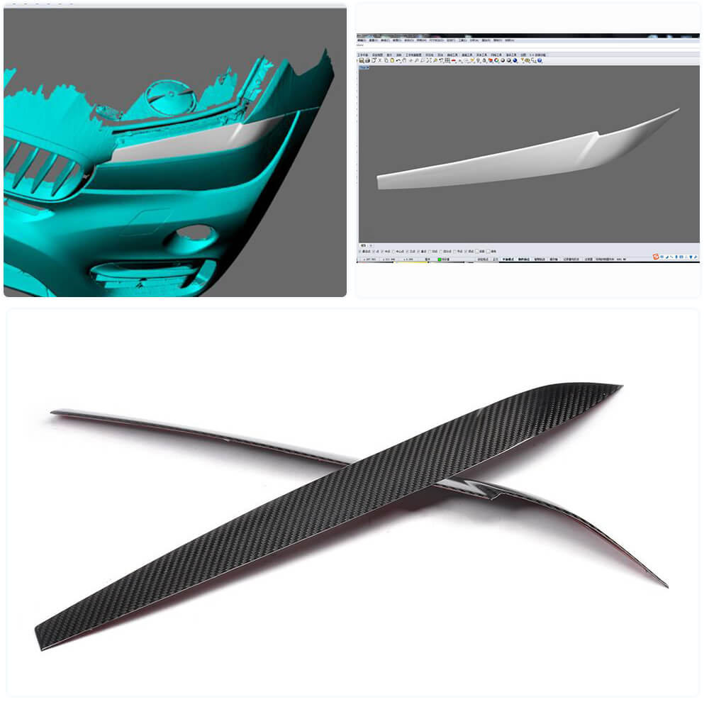 Headlight Eyebrows Lamp Eyelids Dry Carbon Fiber V2 for BMW X6 F-16 2014-2019 - image 2