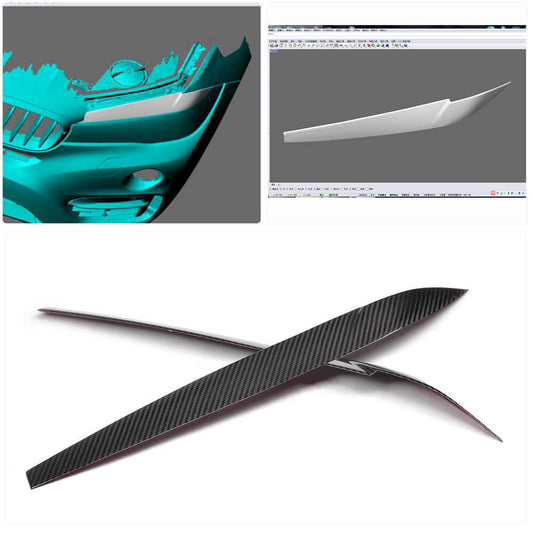 Headlight Eyebrows Lamp Eyelids Dry Carbon Fiber V2 for BMW X6 F-16 2014-2019 - image 2