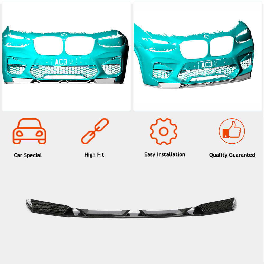 Front Bumper Lip V1 for F97 2018-2021, Carbon for BMW X3 G01 2018- - image 2