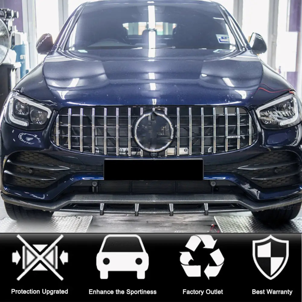 Front Bumper Lip for AMG-Line 2020+, Carbon for Mercedes GLC X253 2015-2022 - image 2