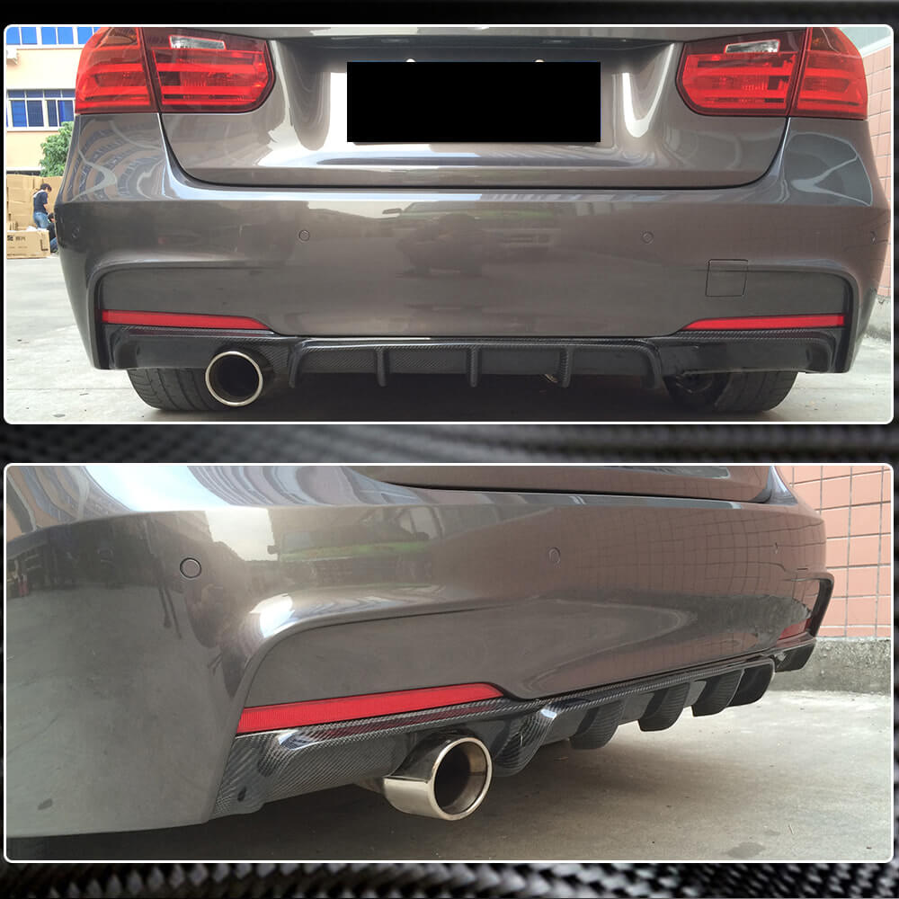 Rear Bumper Diffuser Carbon Fiber V3 (for M-Sport) for BMW 3 series F-30/31/34 2012-2019 - image 2