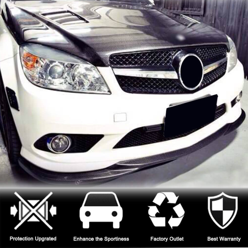 Front Bumper Lip Spoiler (for AMG-Line 2008-2011, Carbon) for Mercedes C-class W204 2007-2015 - image 2