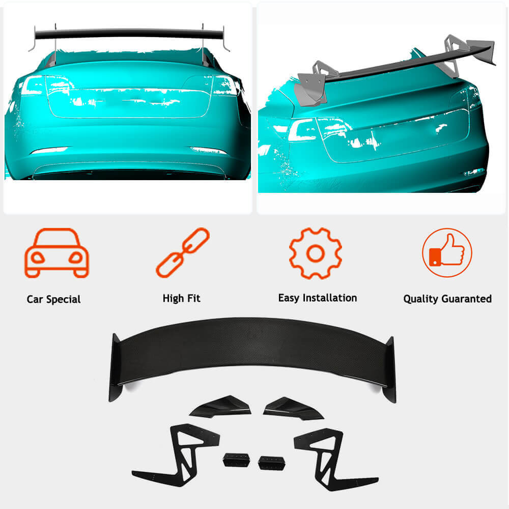 Rear Trunk Spoiler Dry Carbon Fiber V6 (2016-2022) for Tesla Model 3 - image 2