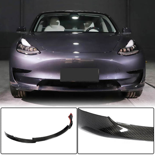 Front Bumper Lip V6 (2017-2023, Carbon) for Tesla Model 3 2017- - image 2
