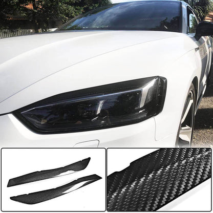 Headlight Eyelids Lamp Eyebrows Dry Carbon Fiber for Audi A5 2016-2025 - image 2