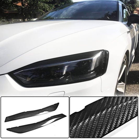 Headlight Eyelids Lamp Eyebrows Dry Carbon Fiber for Audi A5 2016-2025 - image 2