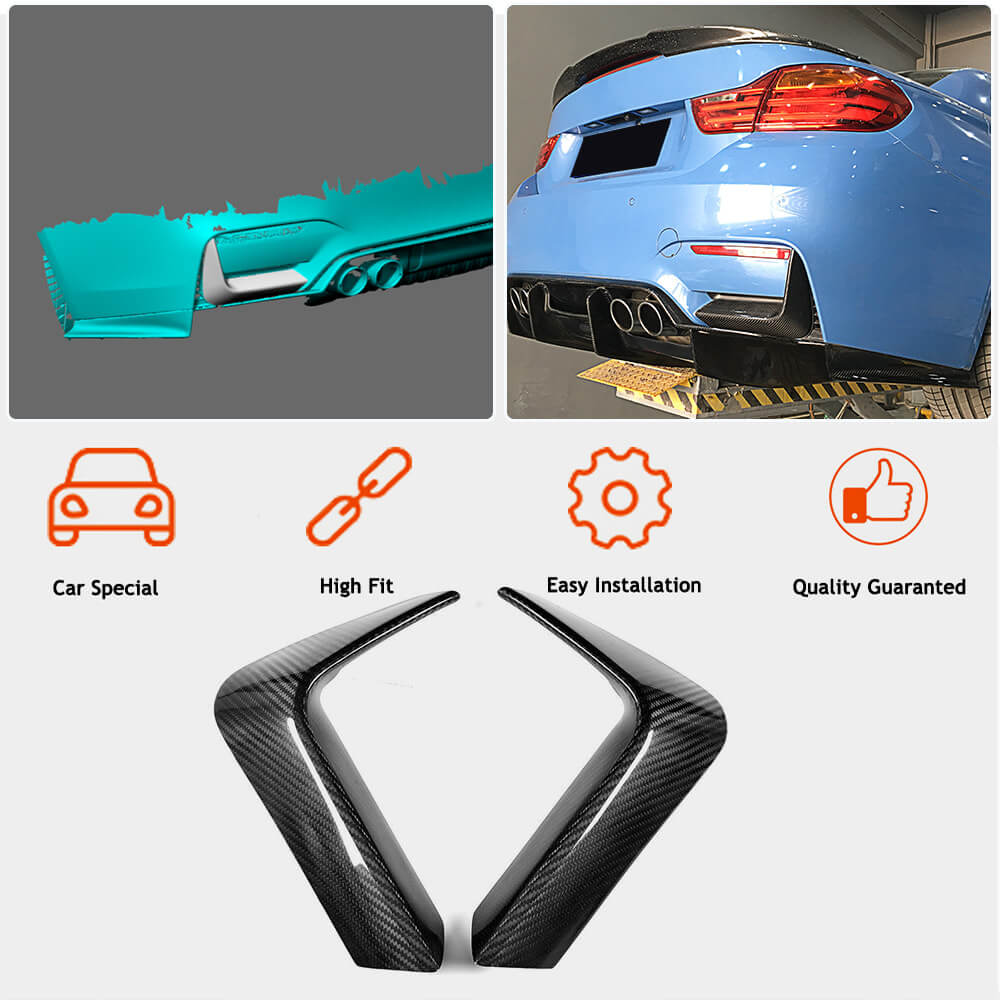 Rear Bumper Extensions Flap V1 (for F82/F83, Carbon) for BMW 4 Series F32/F33/F36 2012-2020 - image 2