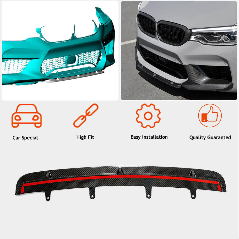 Front Bumper Lip Dry Carbon Fiber V6 (for M5 2017-2020) for BMW 5 Series G30/31 2017-2023 - image 2