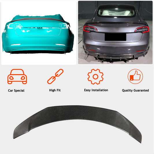 Rear Trunk Spoiler Carbon Fiber V1 (2016-2022) for Tesla Model 3 - image 2