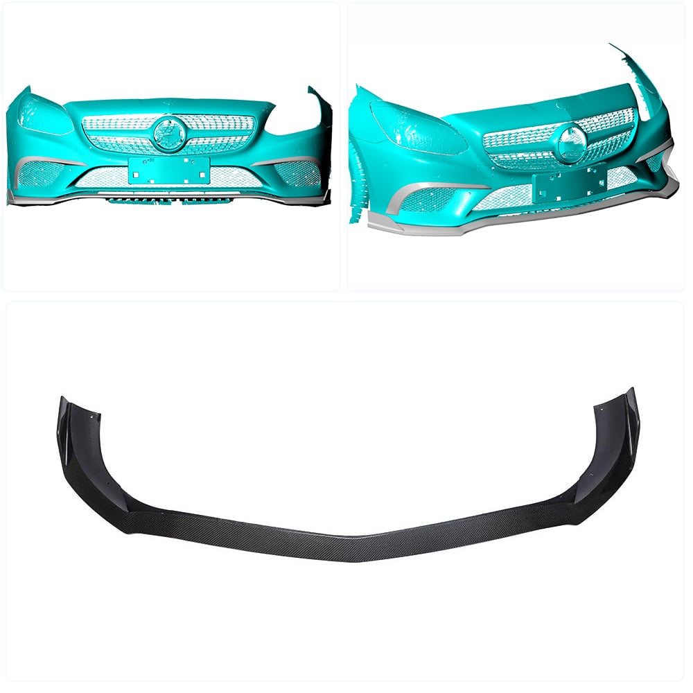 Front Bumper Lip Spoiler (for Base 2016-2020, Carbon) for Mercedes SLK R172 2011-2016 - image 2