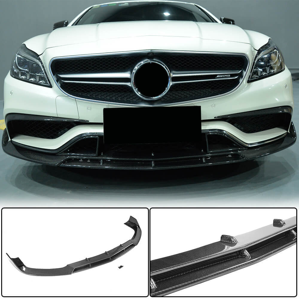 Front Bumper Lip V1 Add-on (for CLS63 AMG SD 2015-2018, Carbon) for Mercedes CLS C218 2011-2018 - image 2